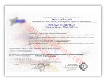 Diplome D'Ingenieur - Fake Diploma Sample from France